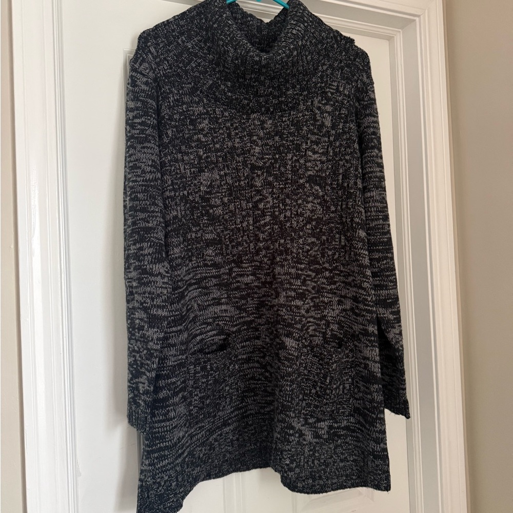 Jason Maxwell Charcoal and Black Cowl Neck Sweater